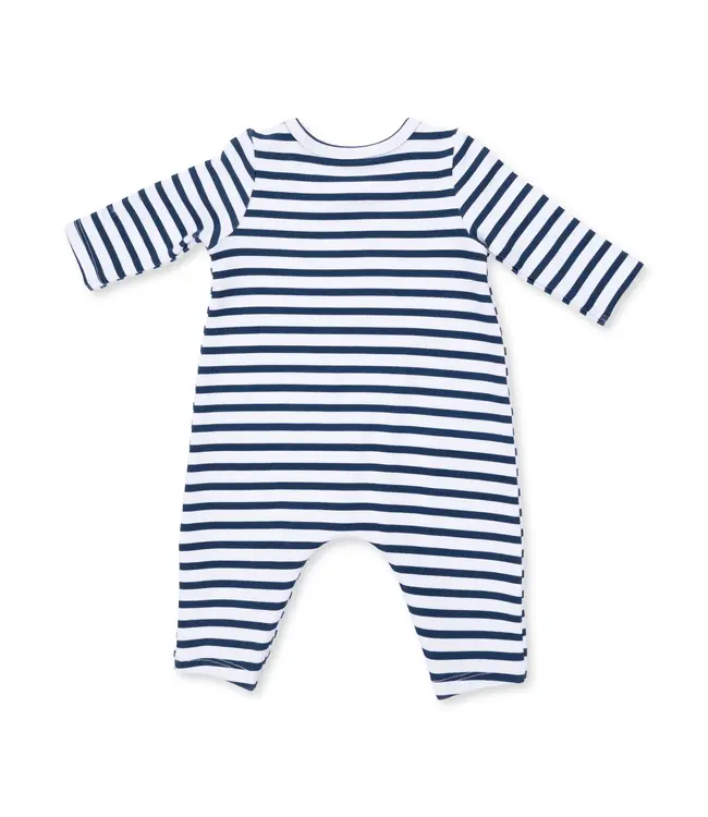 Football Navy - Long Sleeve Snap Shoulder Romper