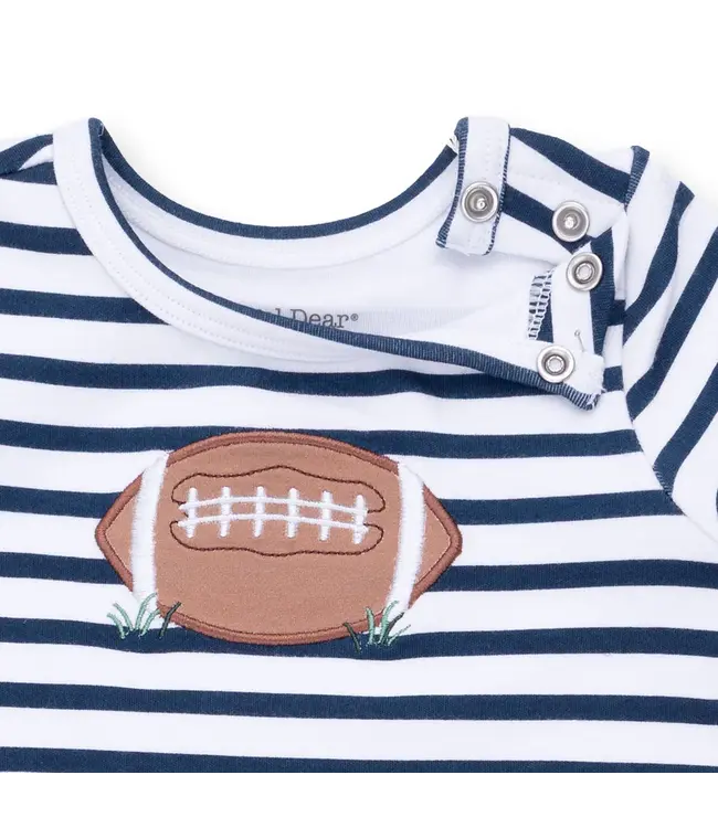 Football Navy - Long Sleeve Snap Shoulder Romper