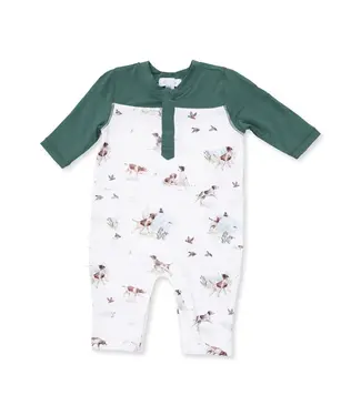 Angel Dear Pointer Pups and Duck Buddies - Romper with Contrast Sleeves
