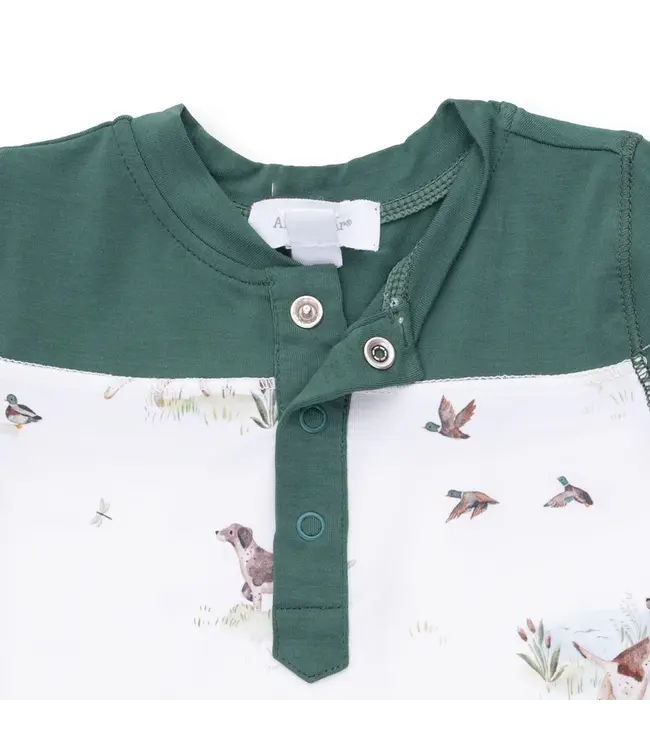 Pointer Pups and Duck Buddies - Romper with Contrast Sleeves