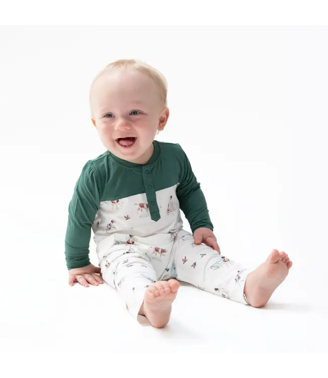 Pointer Pups and Duck Buddies - Romper with Contrast Sleeves