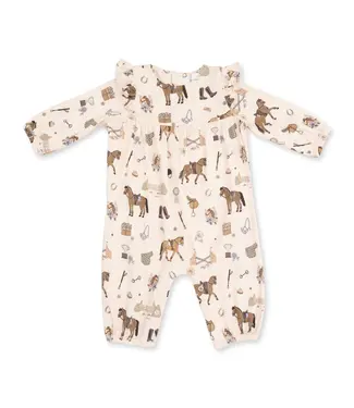 Angel Dear Pretty Equestrian - Ruffle Sleeve Snap Romper
