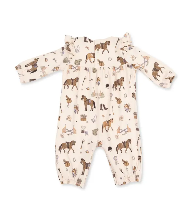 Pretty Equestrian - Ruffle Sleeve Snap Romper