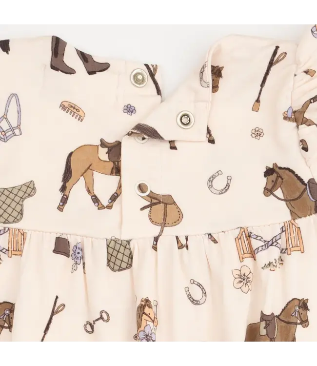Pretty Equestrian - Ruffle Sleeve Snap Romper