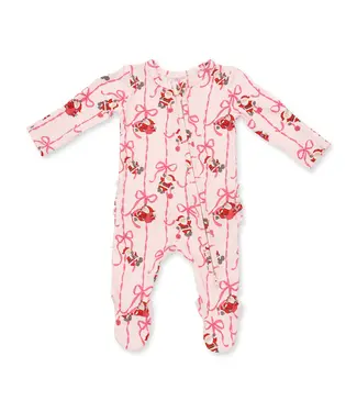 Angel Dear Bows & Santa - 2 Way Ruffle Back Zipper Footie
