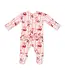 Bows & Santa - 2 Way Ruffle Back Zipper Footie