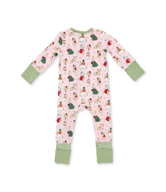 Pink Christmas Dogs Convertible Romper