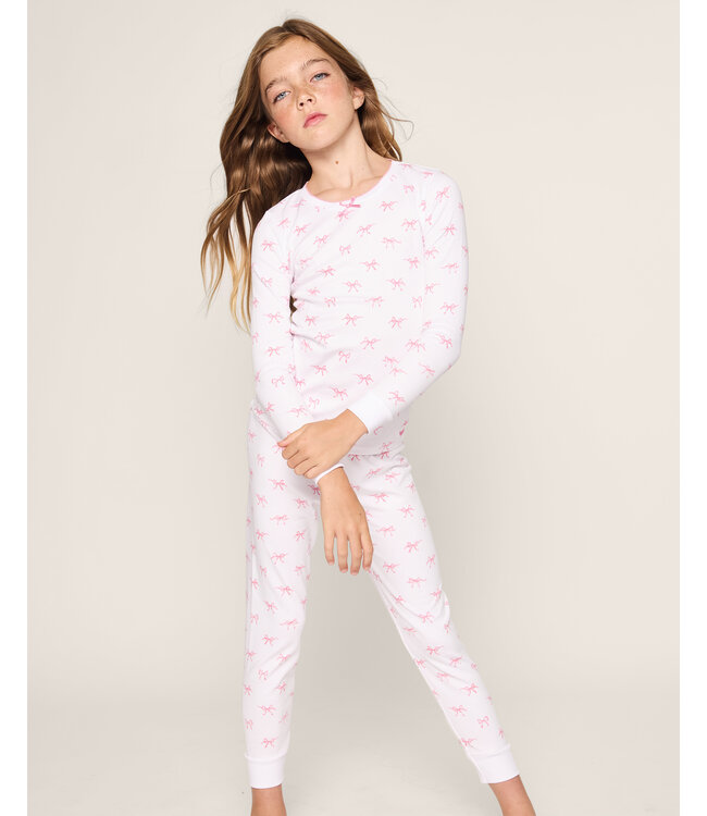 Petite Plume Girls Pima Snug Fit Blushing Bows Pajama Set