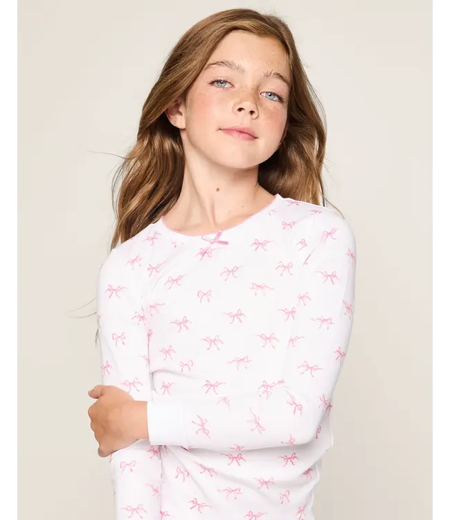 Petite Plume Girls Pima Snug Fit Blushing Bows Pajama Set