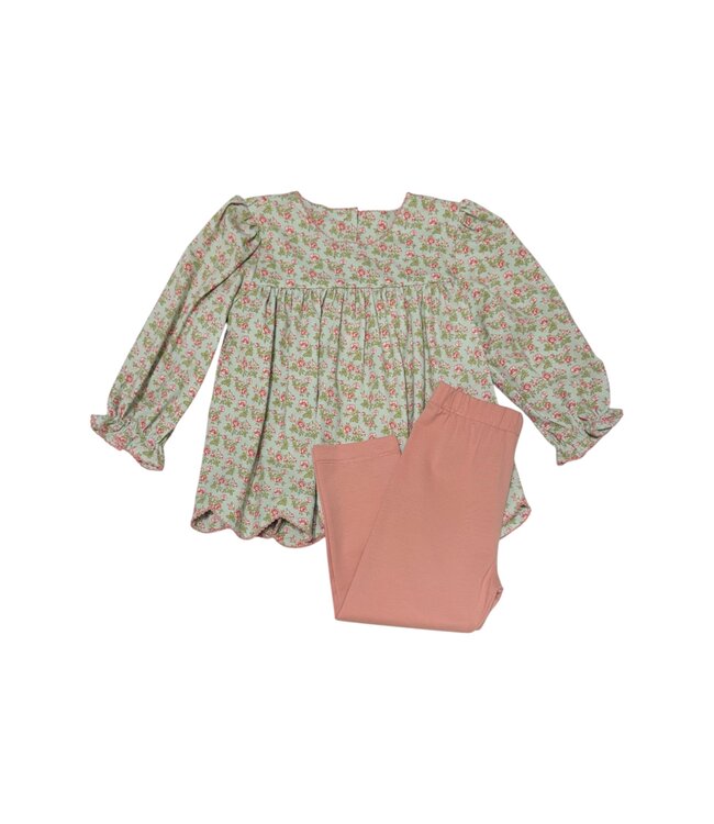 Vintage Floral Scalloped Pant Set