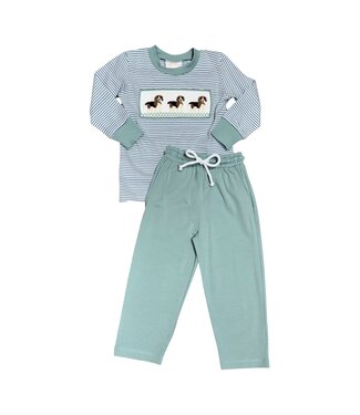 Whimsy Bay Beagle Smocked Pant Set