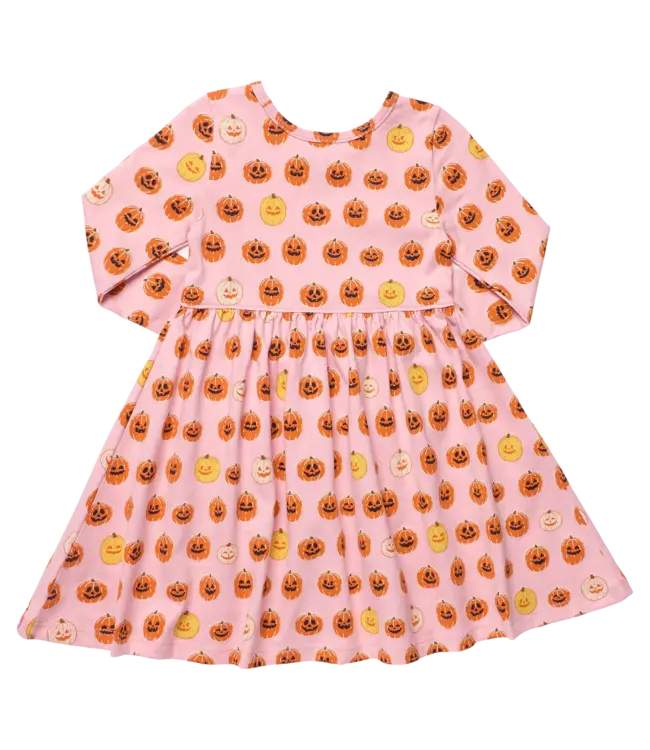 Mini Mixed Jackolanterns Long Sleeve Sunny Dress