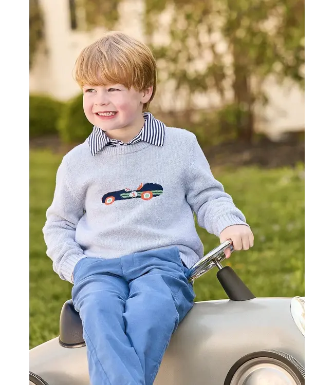 Navy Stripe Long Sleeve Polo