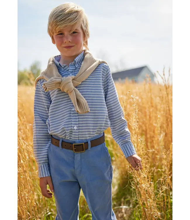 Gray Blue Gingham Button Down Shirt