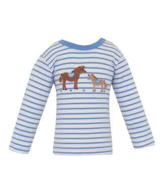 Claire & Charlie Periwinkle Blue Stripe L/S Horses T-Shirt
