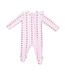 Football Bow Stripe - 2 Way Ruffle Sleeve Zipper Footie