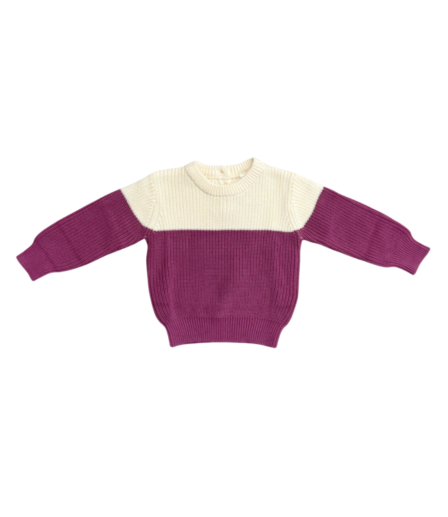Vintage Plum Colorblock Knit Sweater