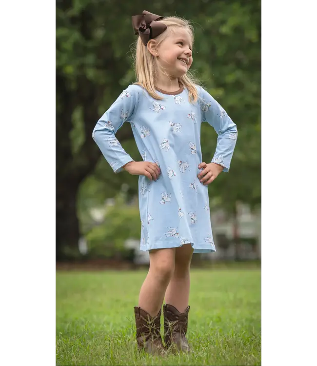 Mary Chase Long Sleeve Bluebell Pups Dress