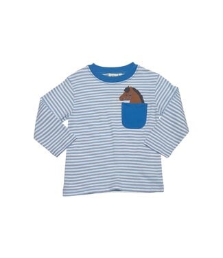 Luigi Blue/White Stripe L/S Horse T-Shirt