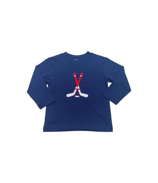 Luigi Dark Royal Crossed Hockey Sticks & Pucks T-Shirt