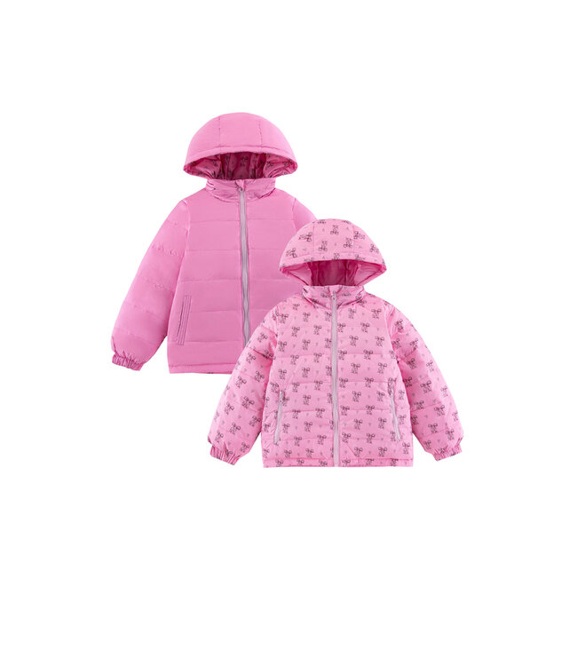 Candy Pink Blake Hooded Reversible Lightweight Down Puffer Jacket