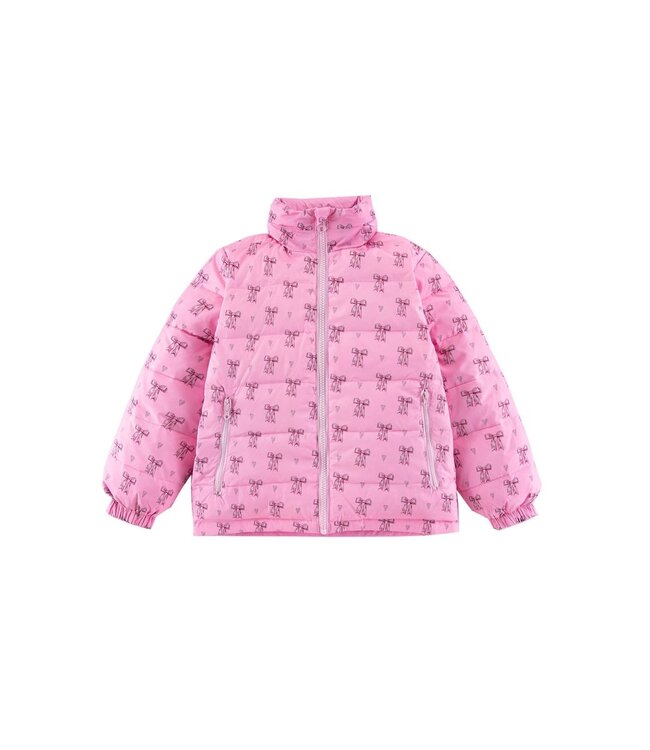 Candy Pink Blake Hooded Reversible Lightweight Down Puffer Jacket