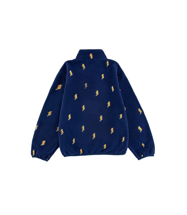 Navy Lightning Bolt Embroidered Pull Over Fleece