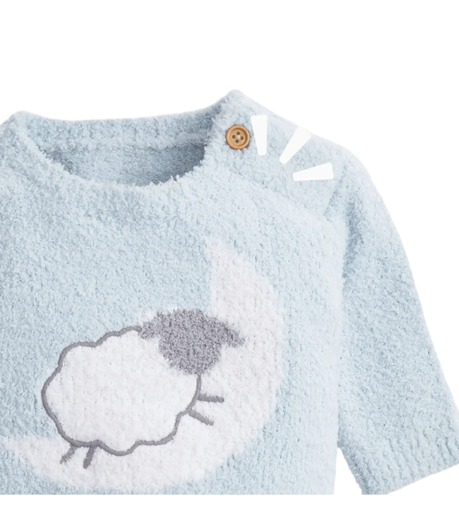 Baby Chenille Blue Sheep Magnetic Sweater Set