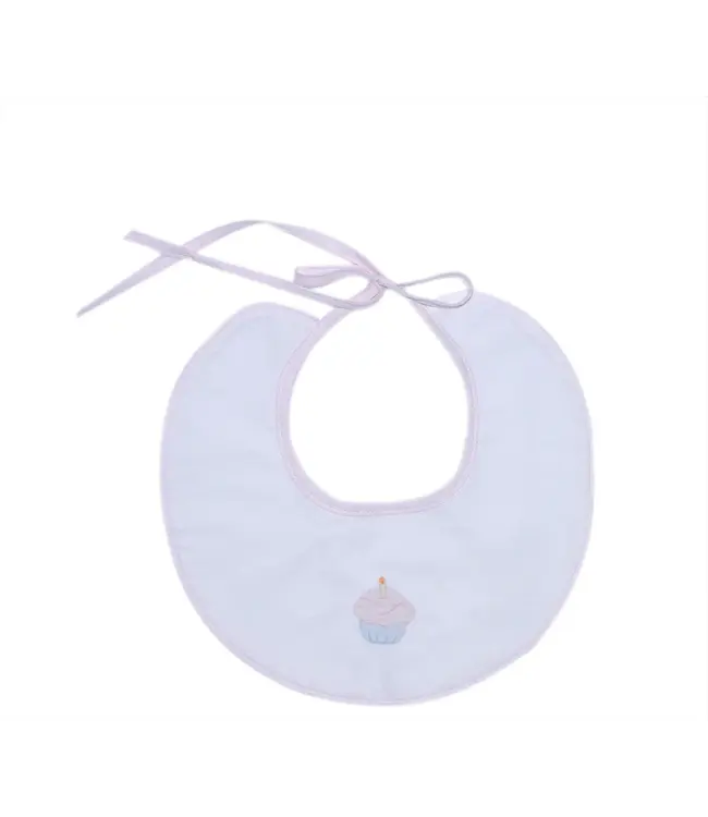 White Bib - Blue Cupcake, Pink Cupcake