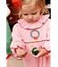 Hamptons Hot Pink with Wreath Embroidery Long Sleeve Ramona Ruffle Romper