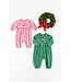 Kiawah Kelly Green with Stocking Embroidery Long Sleeve Bradford Romper