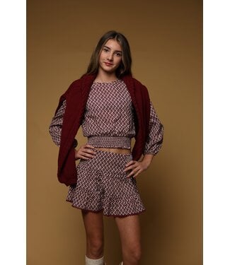 Tenly Frosted Cranberries Smock Waist Skirt