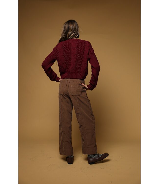 Cherry Braided Cable Sweater