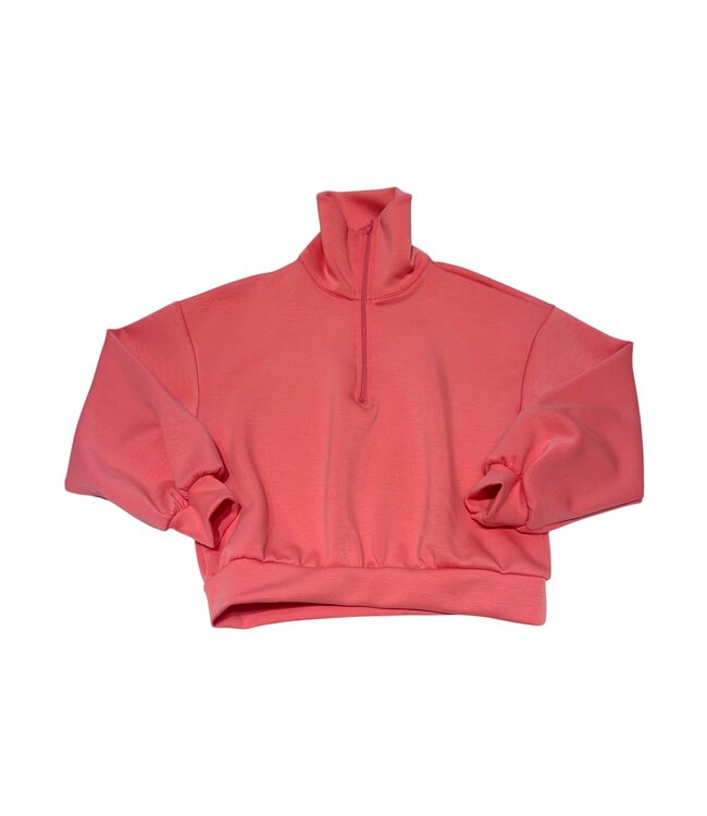 Pink Half Zip Knit Top