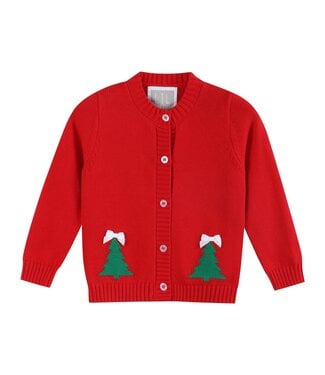 Lil Cactus Red Christmas Tree Knit Cardigan