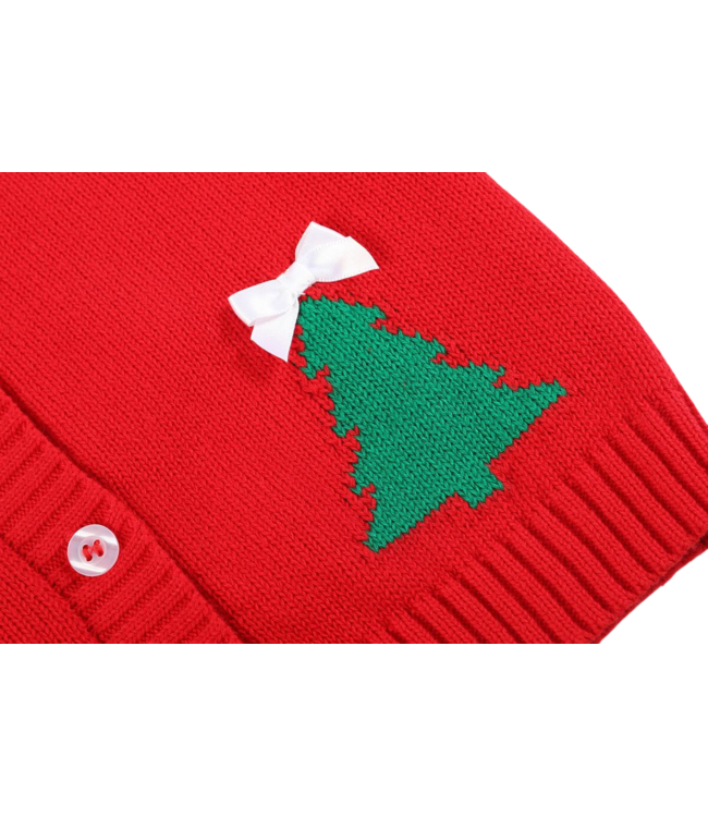 Red Christmas Tree Knit Cardigan