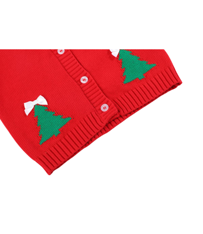 Red Christmas Tree Knit Cardigan