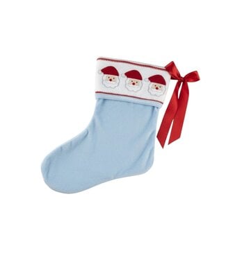 Lil Cactus Light Blue Santa Smocked Christmas Stocking