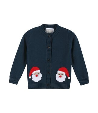 Lil Cactus Navy Blue Christmas Santa Knit Cardigan