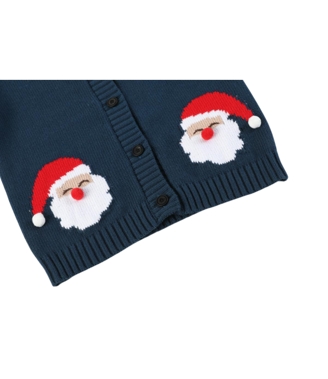 Navy Blue Christmas Santa Knit Cardigan