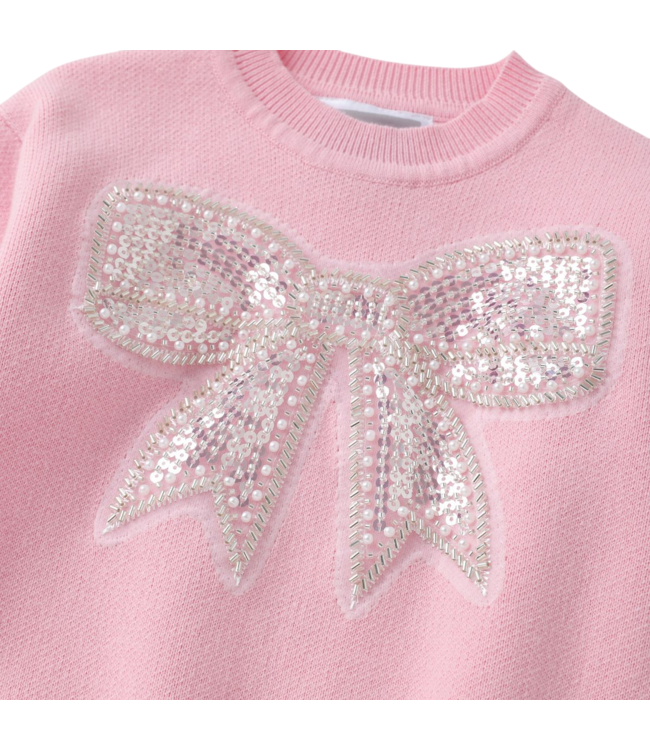 Pink Sparkly Bow Sweater