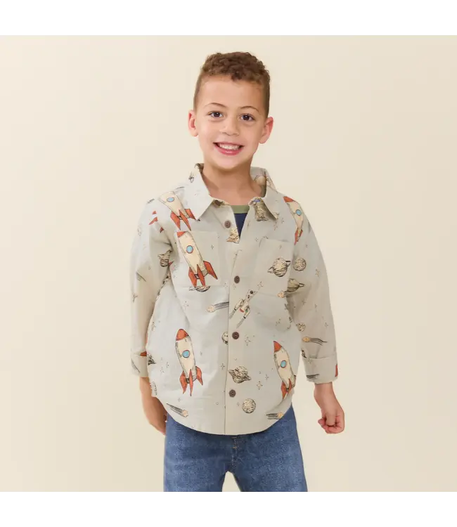 Space Rocket Long Sleeve Jack Shirt