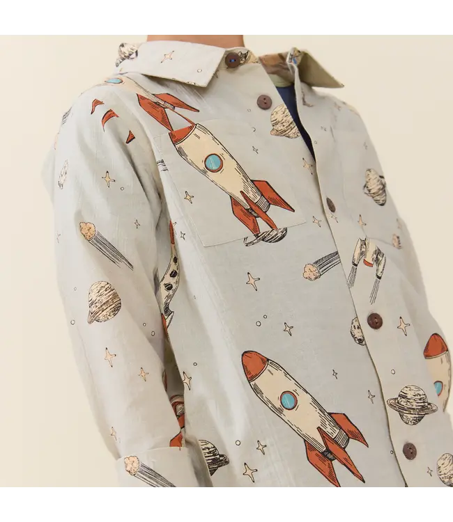 Space Rocket Long Sleeve Jack Shirt