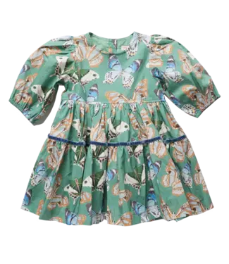 Pink Chicken Green Butterflies Maribelle Dress