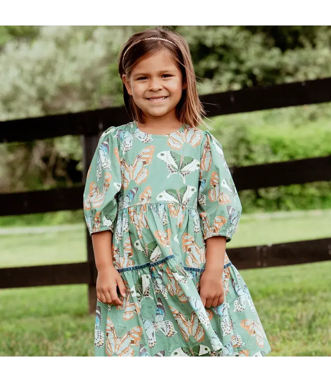 Green Butterflies Maribelle Dress