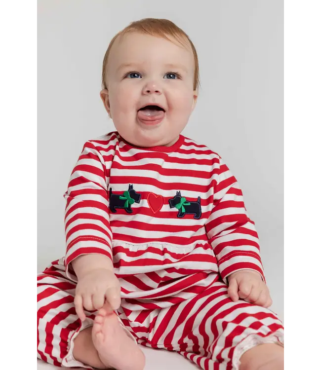 Florence Eiseman Stripe Knit Longall with Scotties & Heart