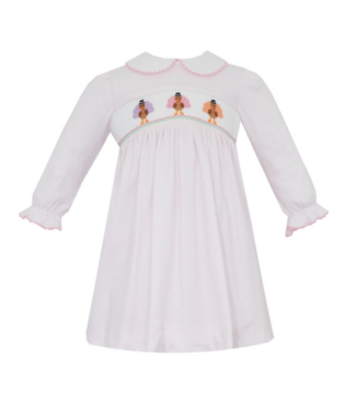 Petit Bebe Pink Stripe Knit Turkey L/S Dress