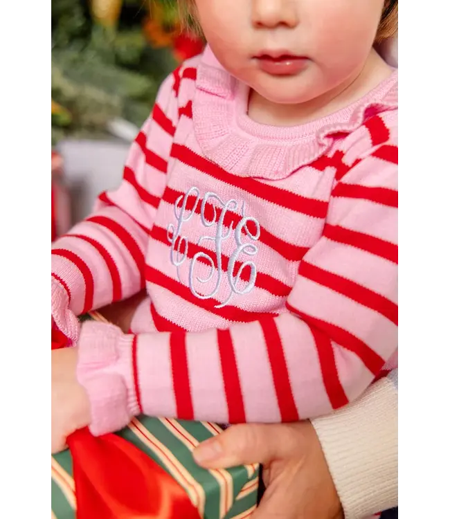 Pier Party Pink & Richmond Red Stripe Reece Ruffle Romper