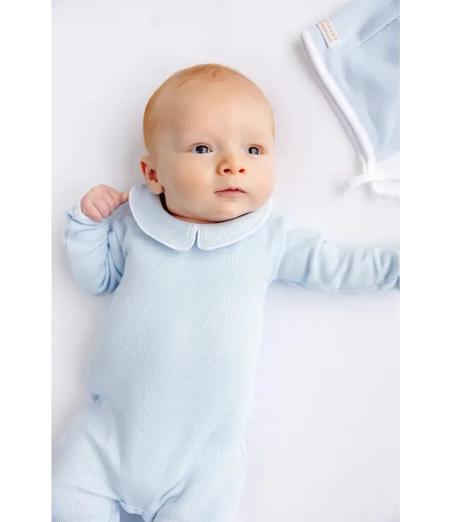 Buckhead Blue with Worth Avenue White Rock Me Romper (Ribbed)