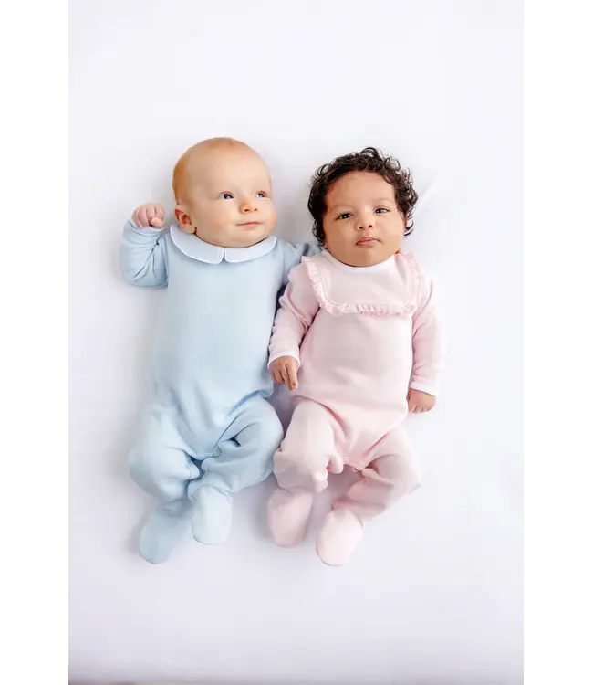 Buckhead Blue with Worth Avenue White Rock Me Romper (Ribbed)